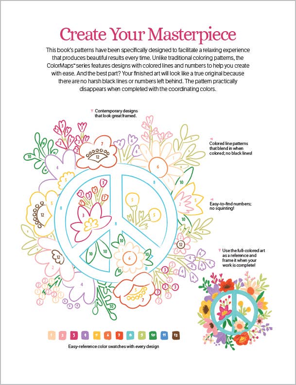 ColorMaps: Be Happy:Color-Coded Patterns Adult Coloring Book