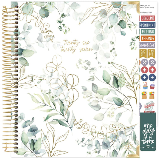 2026-27 Hard Cover Academic Vision Planner, 7x9 Size: Eucalyptus White