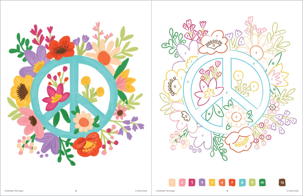 ColorMaps: Be Happy:Color-Coded Patterns Adult Coloring Book