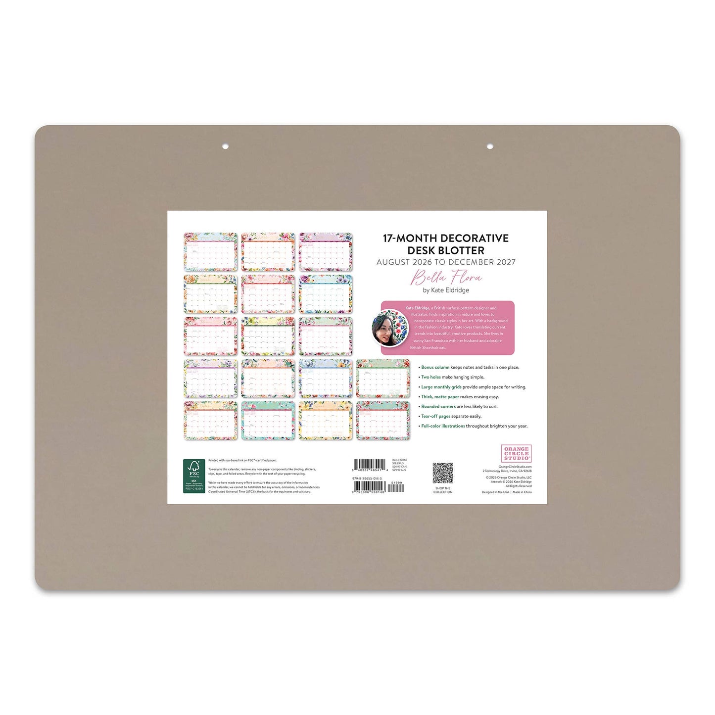 2027 Bella Flora Decorative Desk Blotter