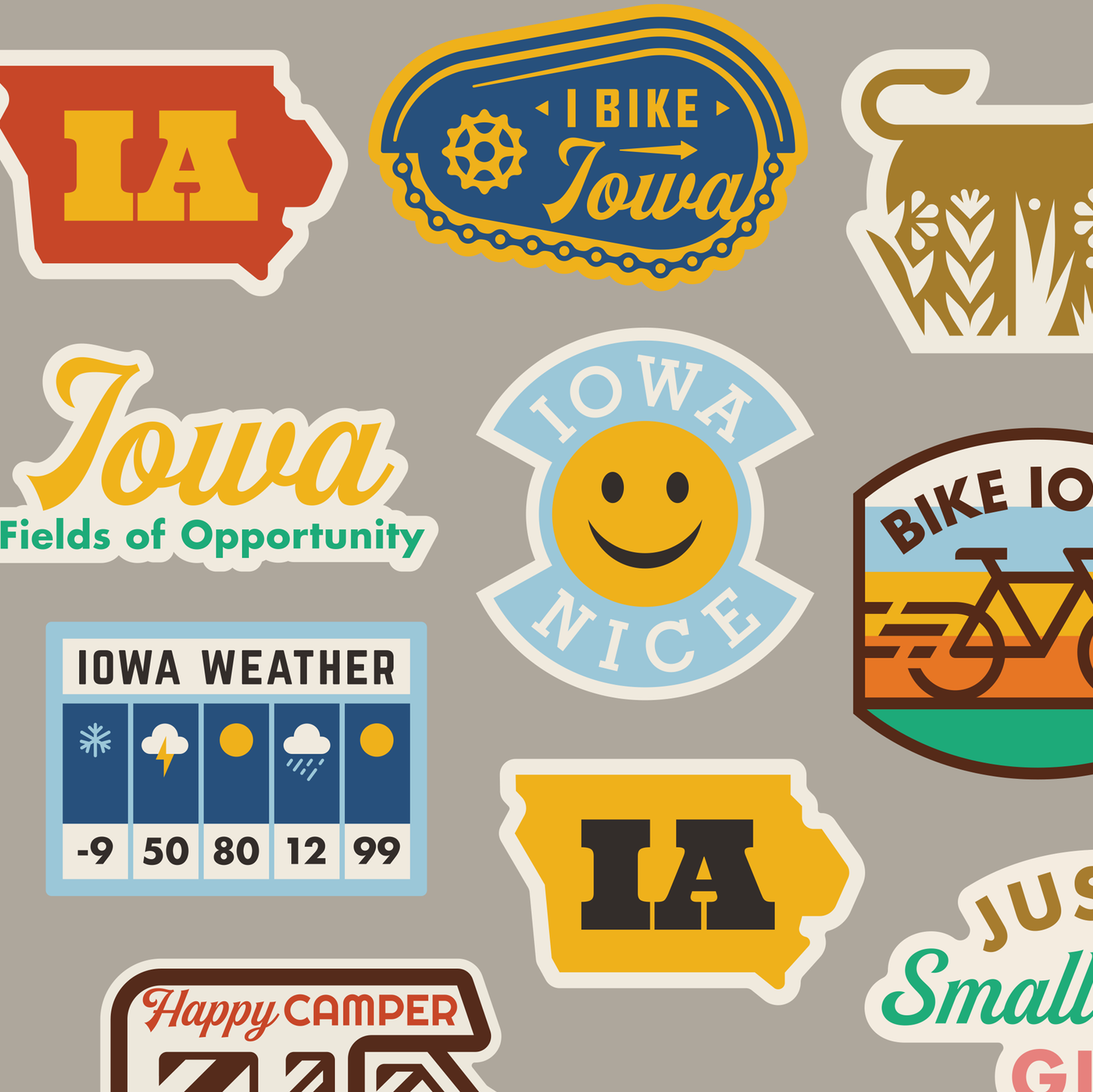 Iowa State Outline (Red & Yellow)