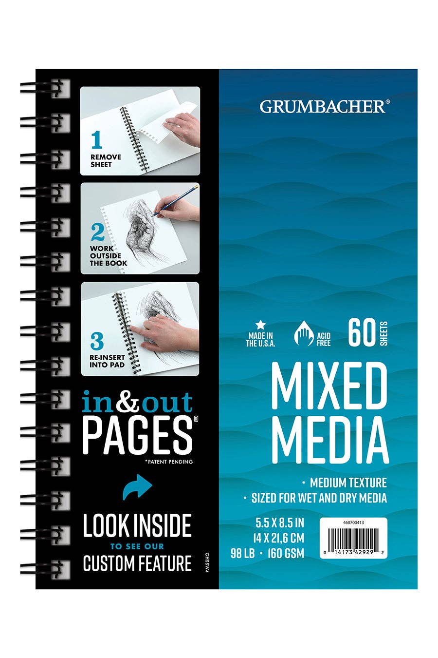 Grumbacher Mixed Media Pads: In & Out Pages® Side Wire Bound Pad / 5.5" x 8.5"