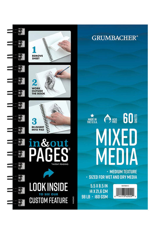 Grumbacher Mixed Media Pads: In & Out Pages® Side Wire Bound Pad / 5.5" x 8.5"