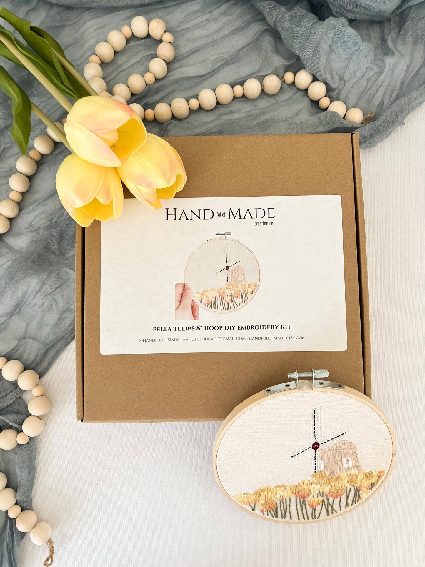 Dutch Tulips 6" Hoop DIY Embroidery Kit: Yellow