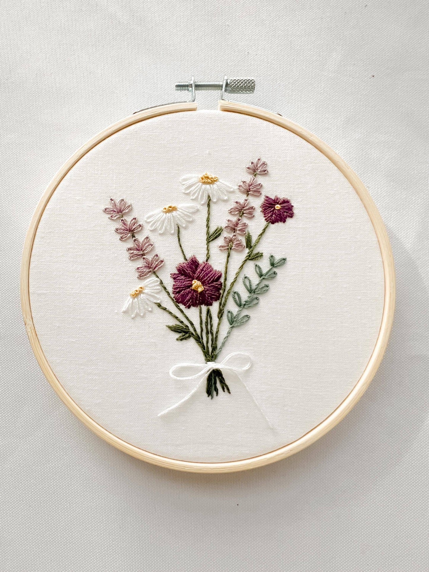 Lavender Flower Bouquet 6" Hoop DIY Embroidery Kit