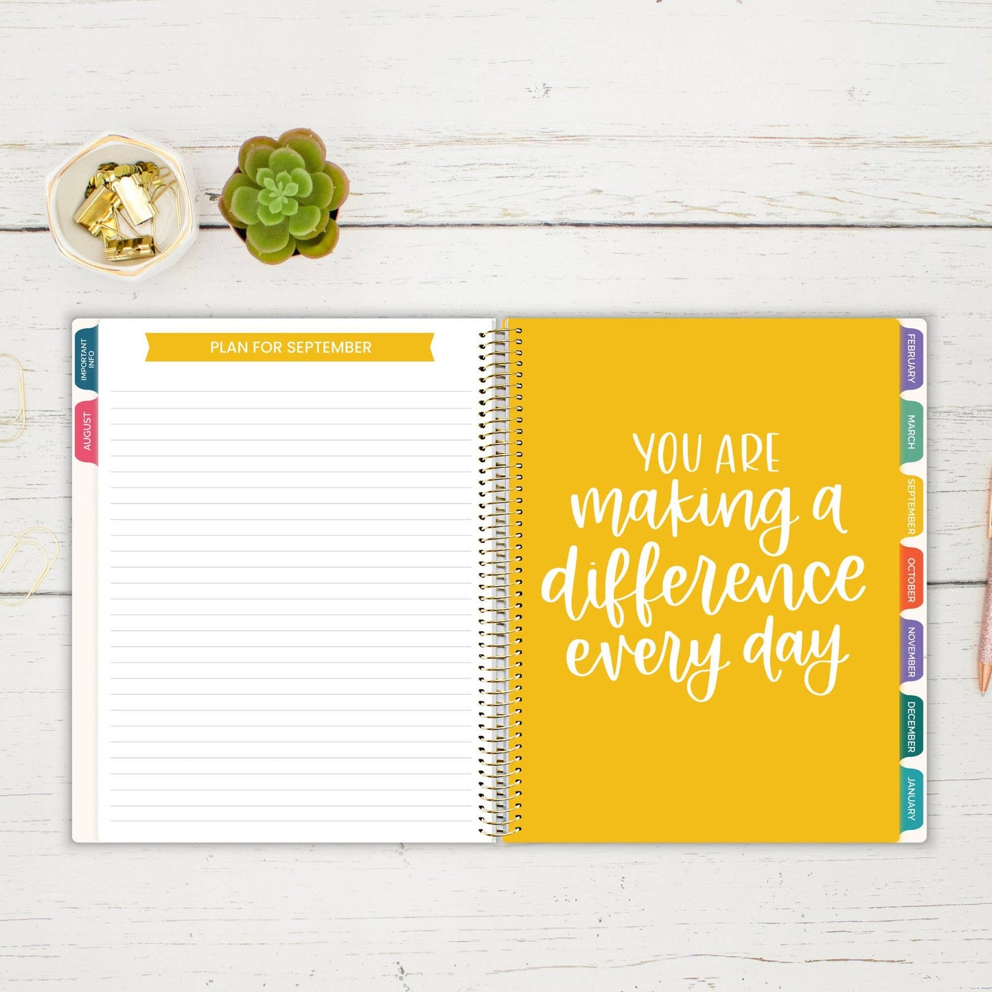 Undated Teacher Planners, Interchangeable: Neutral