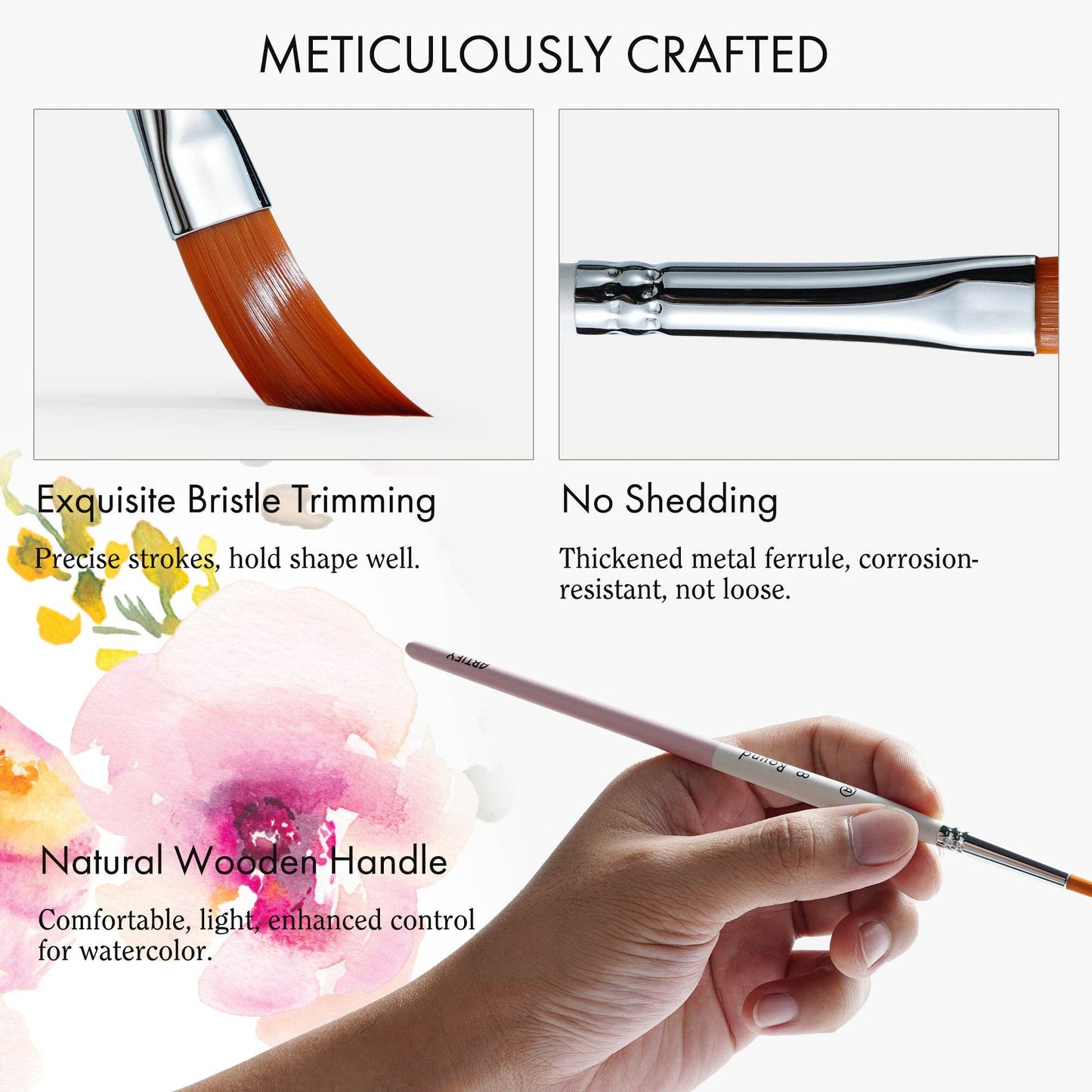 ARTIFY 9 PCS Travel Watercolor Brushes for Beginners & Pros: 9 PCS Camellias