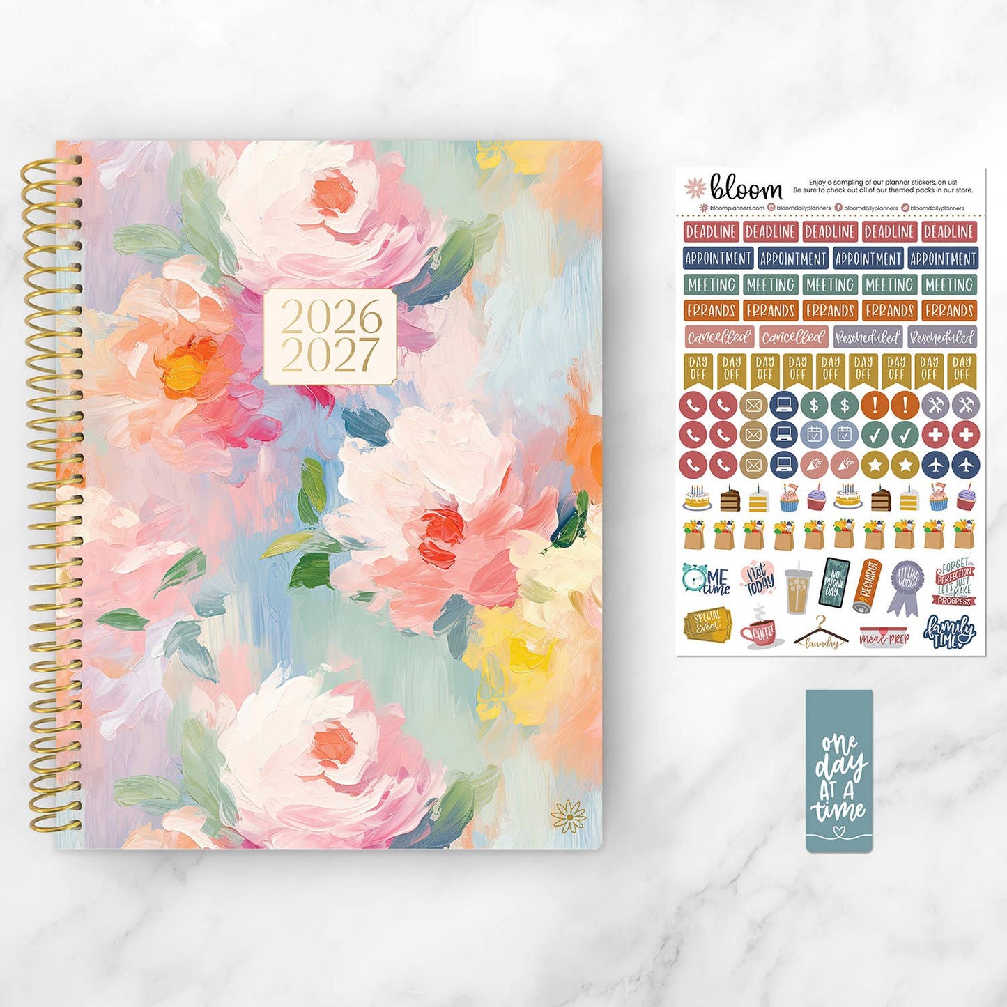 2026-27 Soft Cover Academic Planner, 8.5x11 Size: Painted Peonies