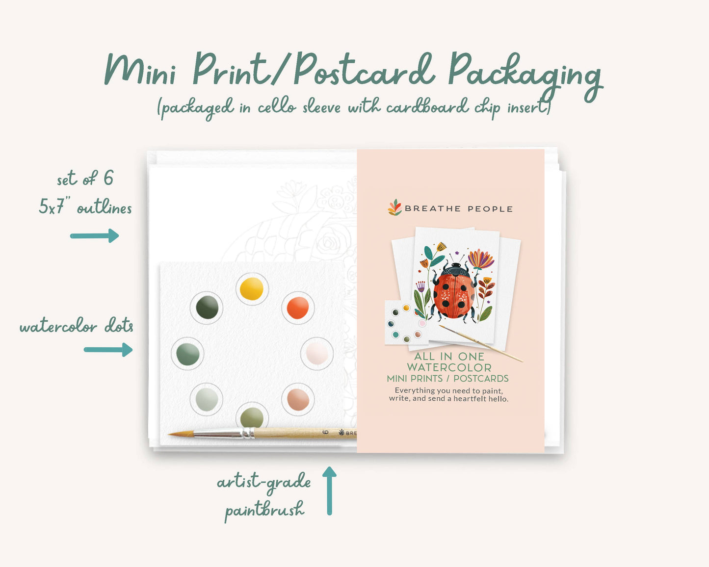 All in One Watercolor Paint Set / Postcards : Summer Flowers