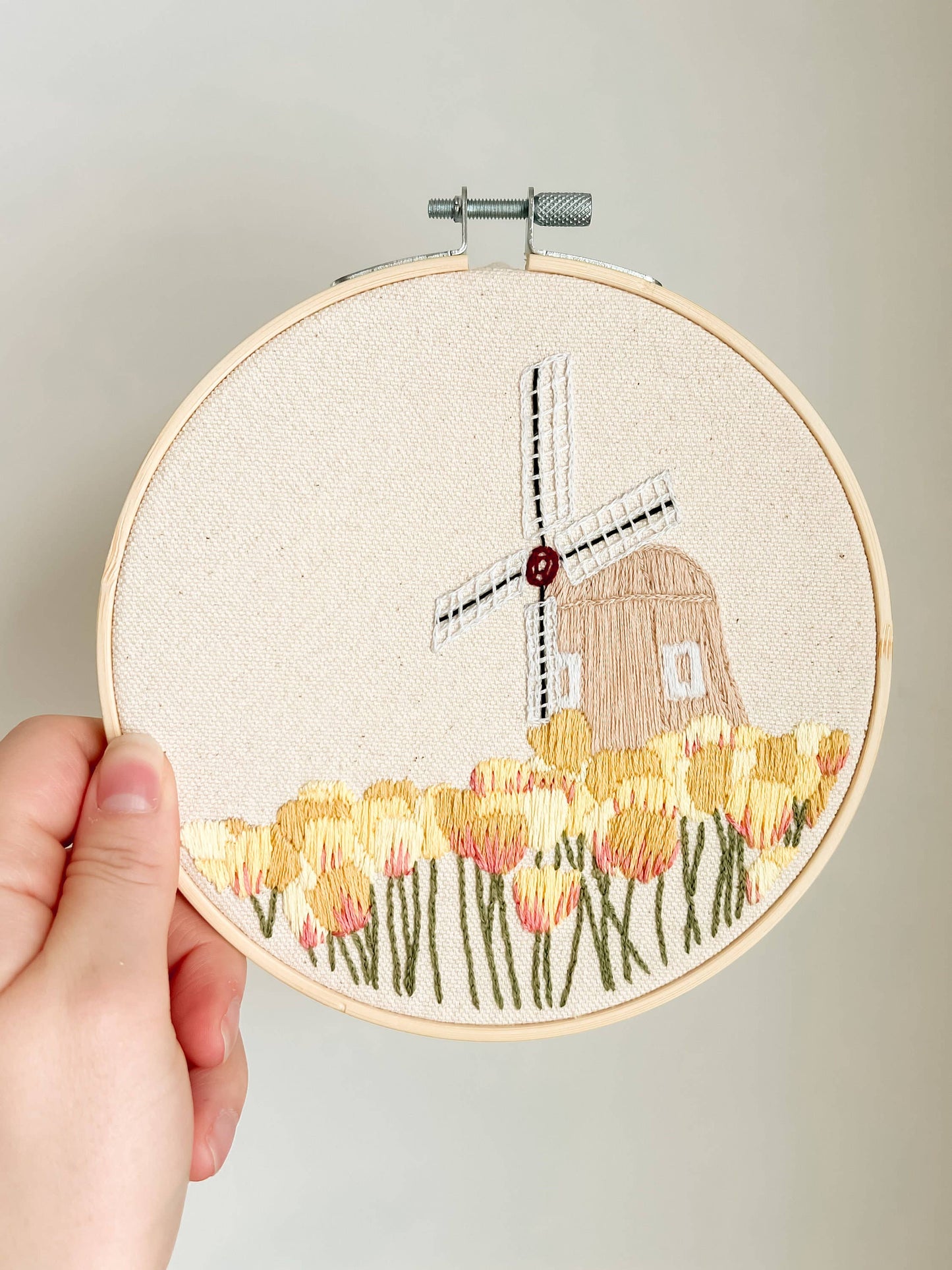 Dutch Tulips 6" Hoop DIY Embroidery Kit: Yellow