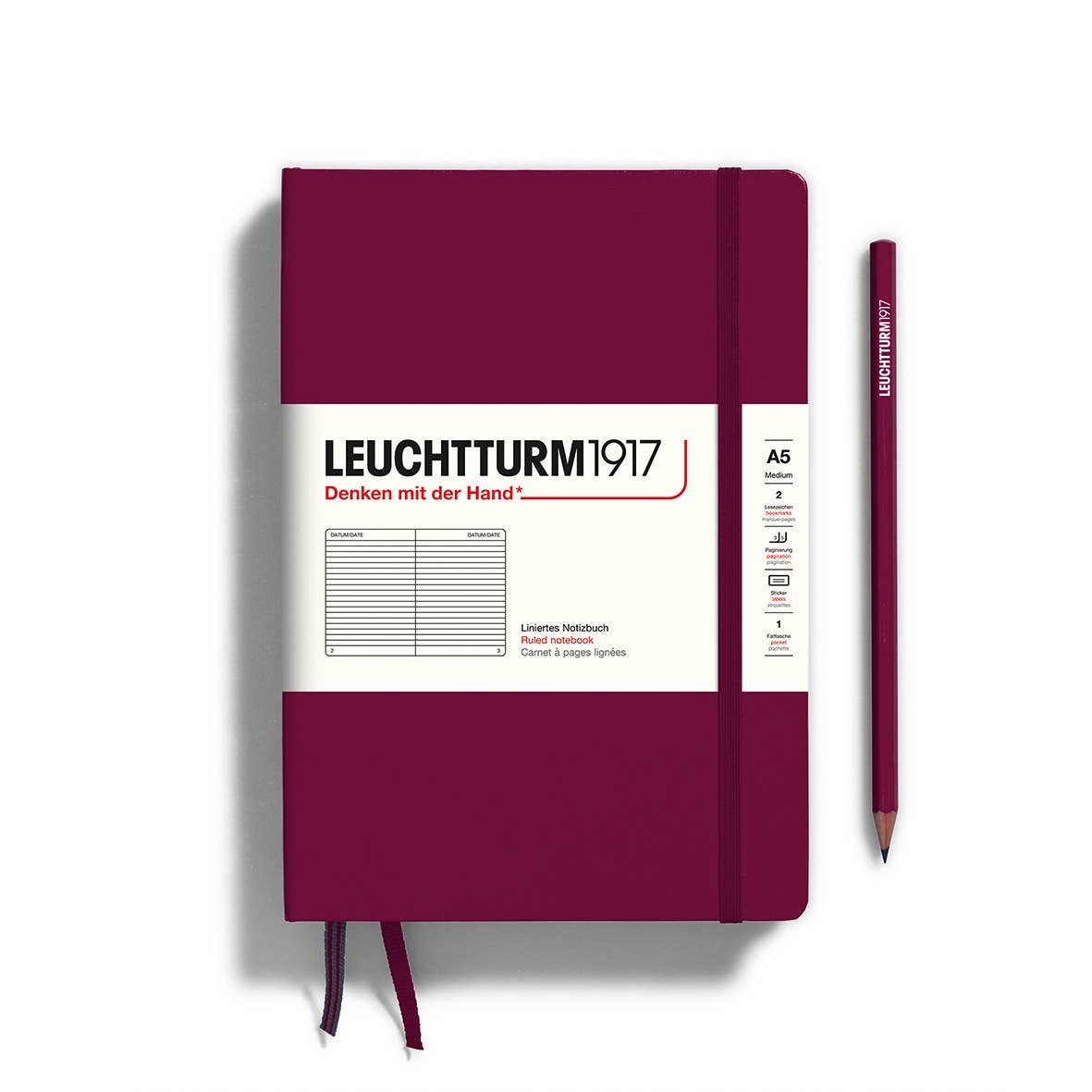 Notebooks - Medium (A5): Dotted / Hardcover / Port Red