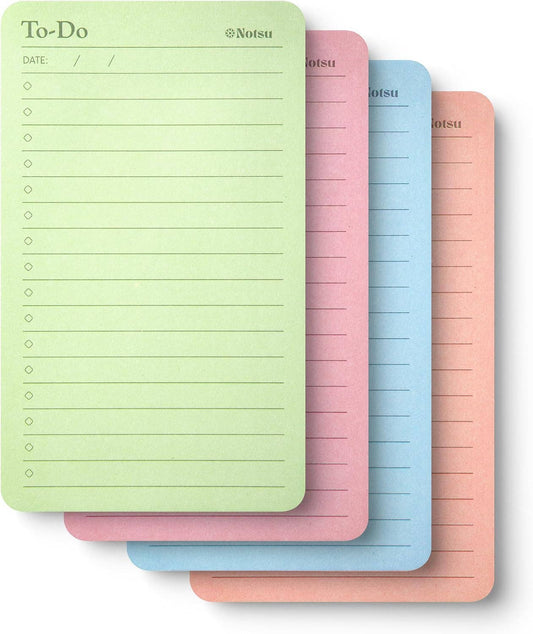Notsu Pastel Sticky Notes with Lines | 3x5 To-Do Pads, 4-Pack (200 Sheets)