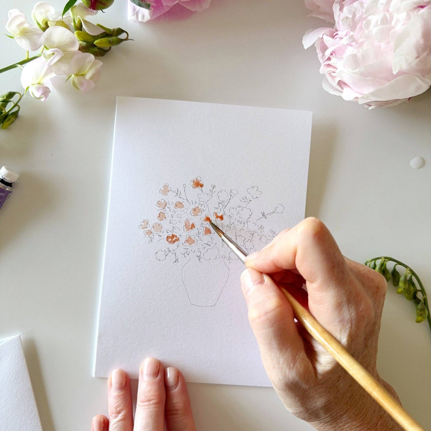 Bouquets paintable notecards