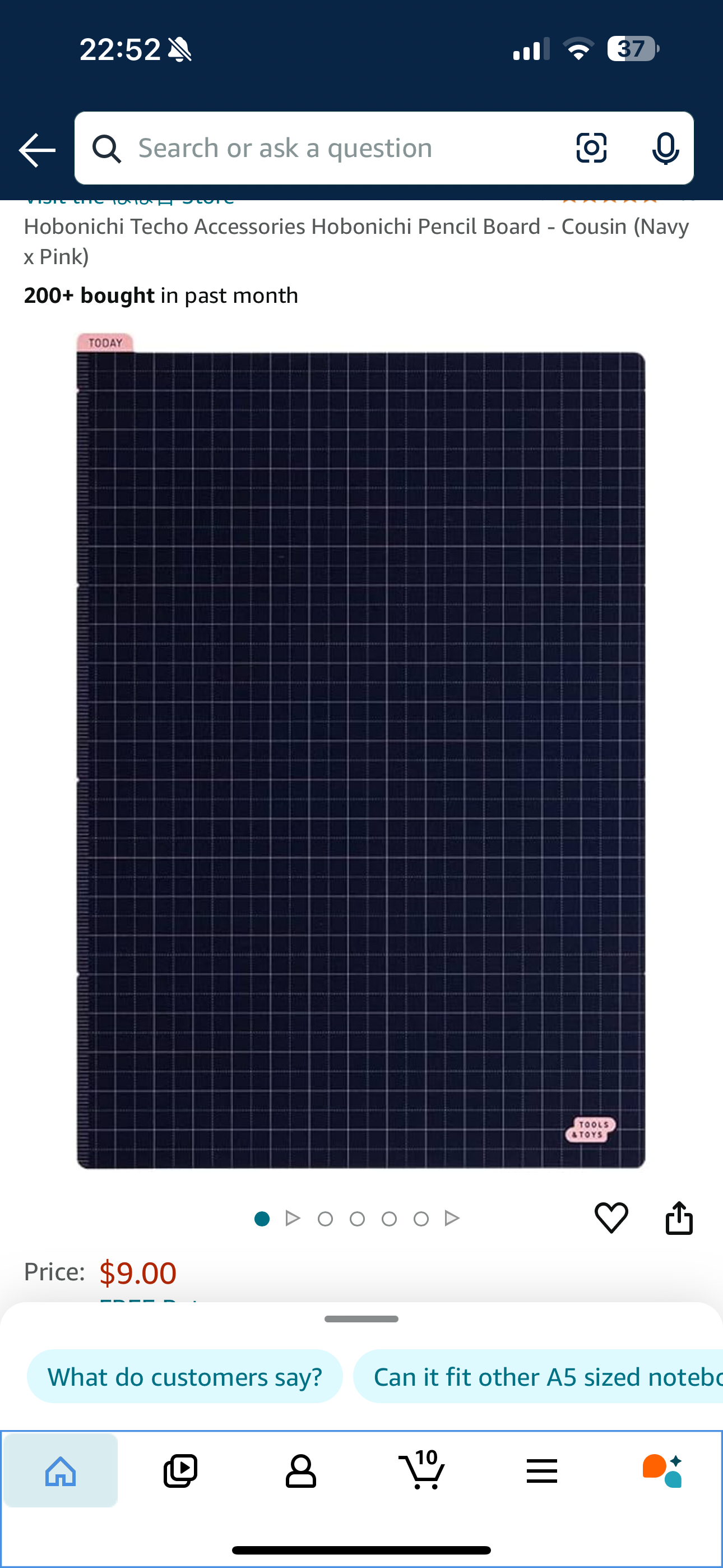 Hobonichi A5 Pencil Board Navy/Pink