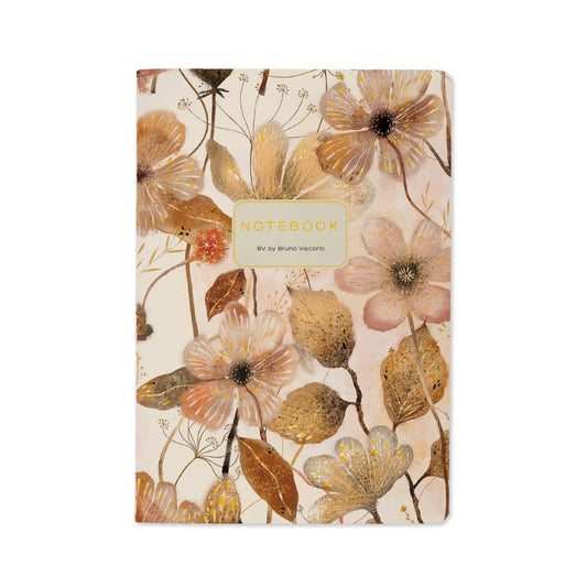 A5 Notebook - Blush and Golden Flowers 