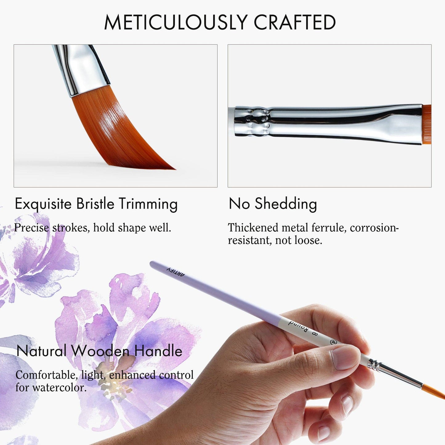 ARTIFY 9 PCS Travel Watercolor Brushes for Beginners & Pros: 9 PCS Camellias