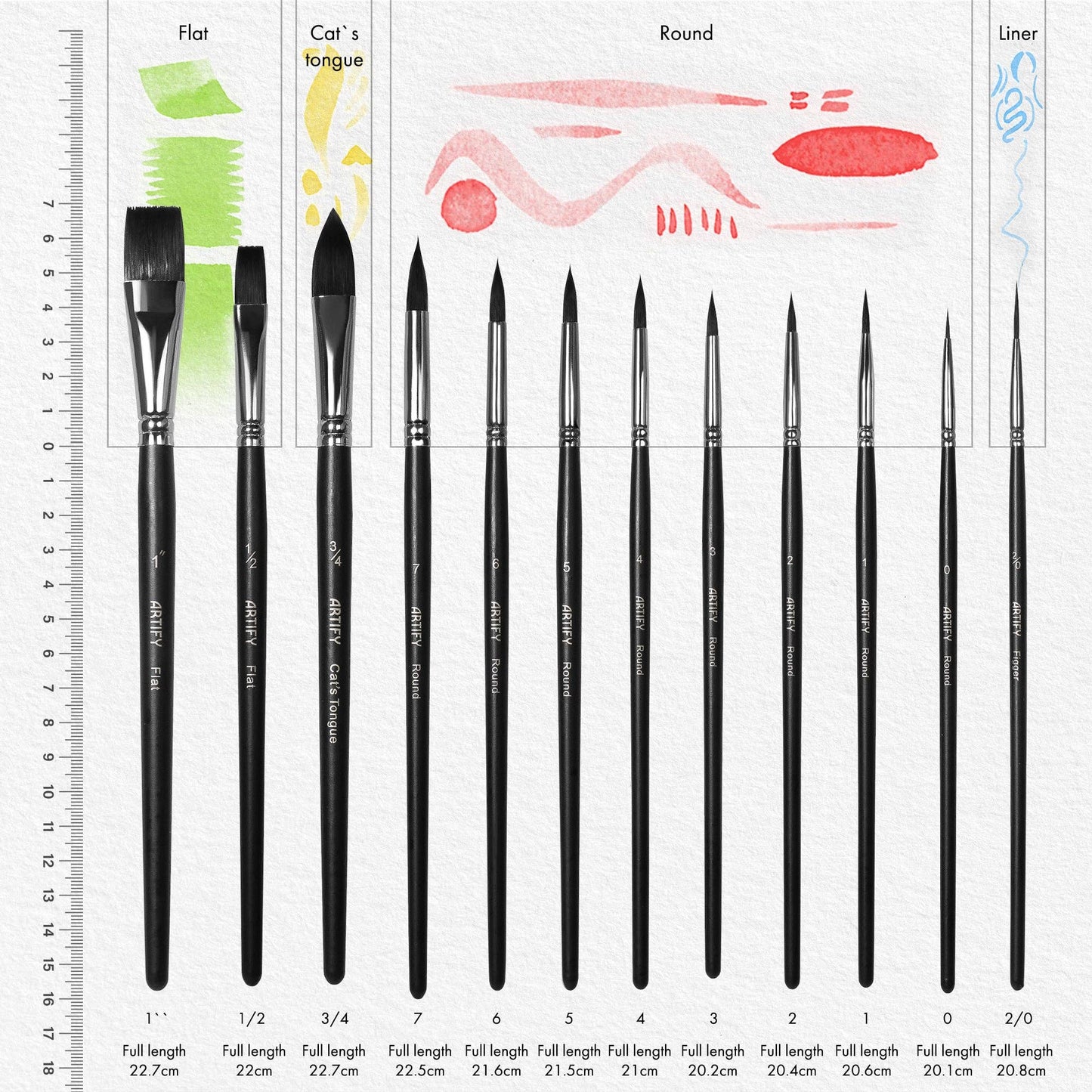 ARTIFY 12 PCS Premium Nylon Hair  Watercolor Brush Set