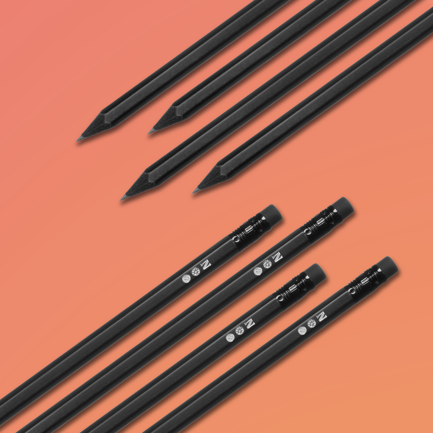 All Black #2 Pencils - Matte Black Premium Pencils, Set of 4