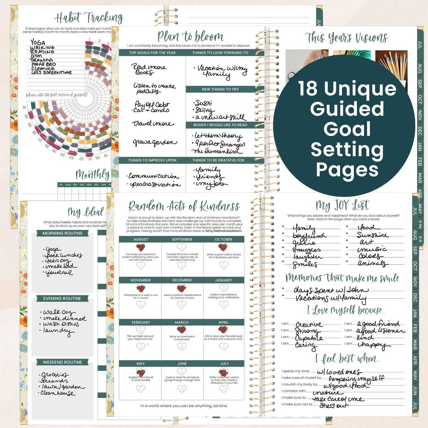 2026-27 Hard Cover Academic Planner, 5x8 Size (A5): Garden Party Beige