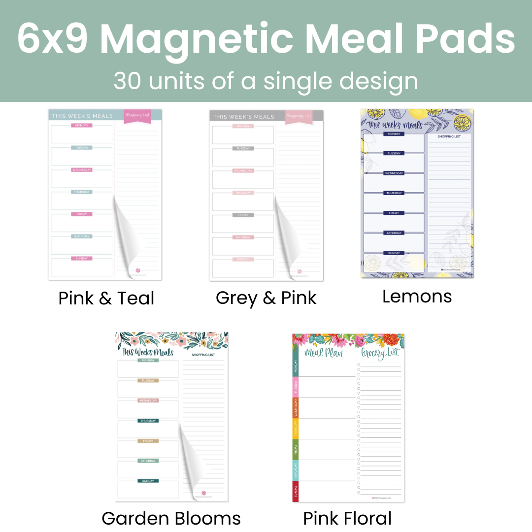 6x9 Magnetic Meal Planning Pad, Pink Floral
