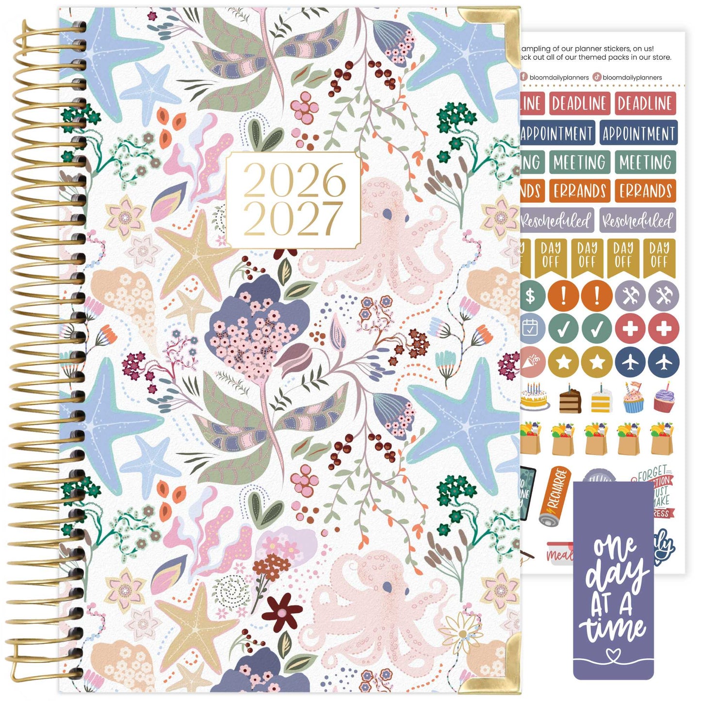 2026-27 Hard Cover Academic Planner, 5x8 Size (A5): Garden Party Beige