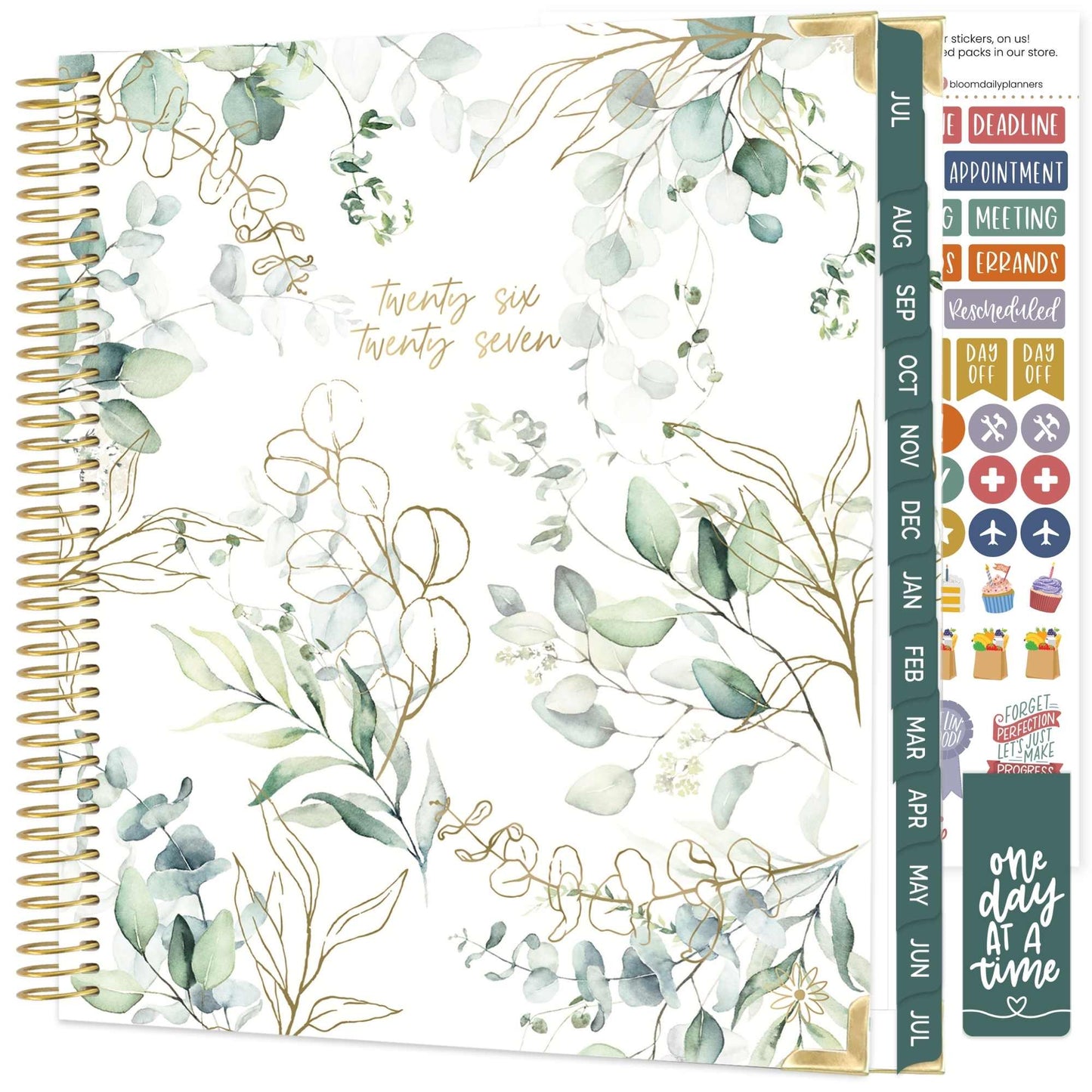 2026-27 Hard Cover Academic Vision Planner, 7x9 Size: Eucalyptus White
