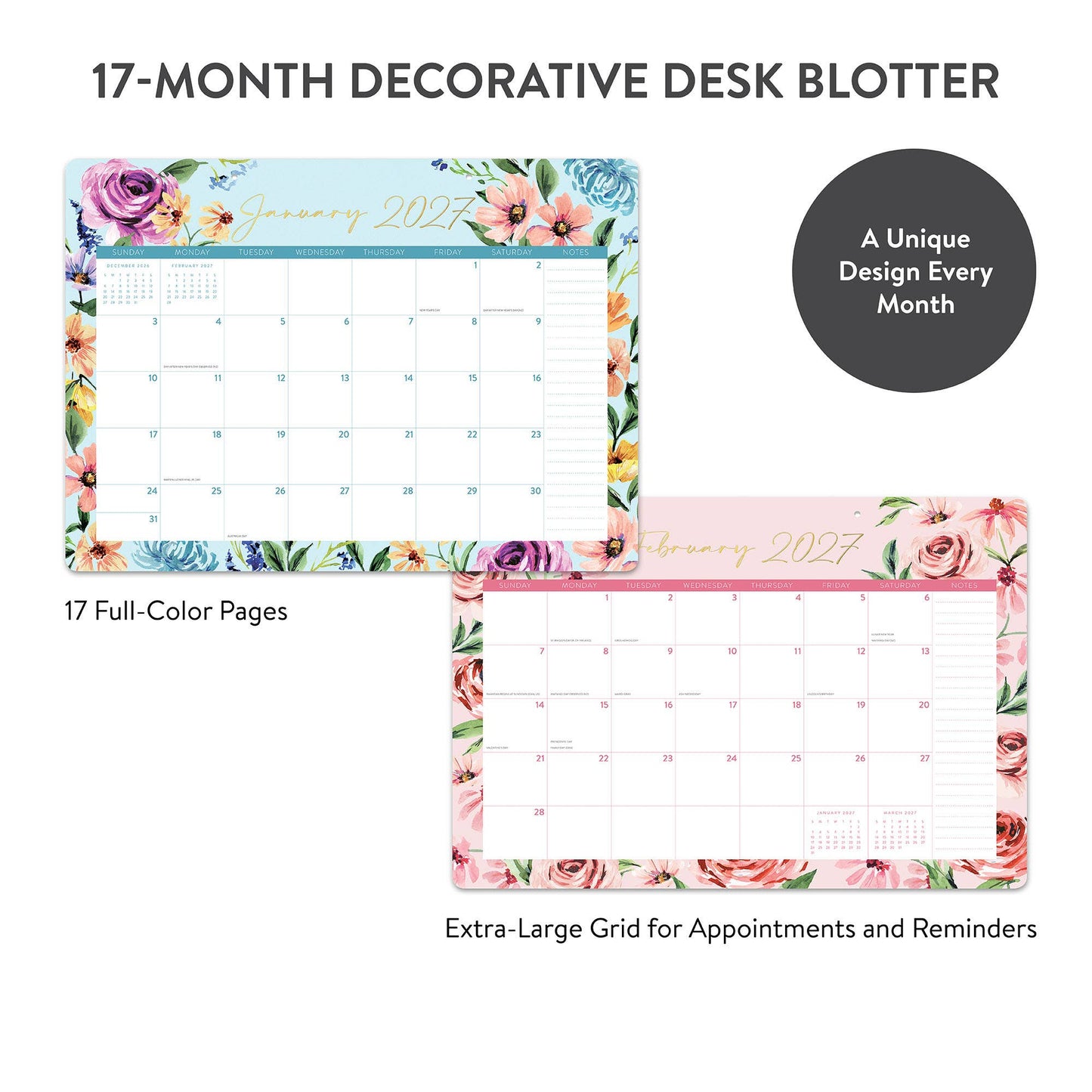 2027 Bella Flora Decorative Desk Blotter