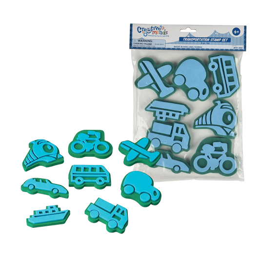 8 Piece Jumbo Ink Transportation Stampers for Kids
