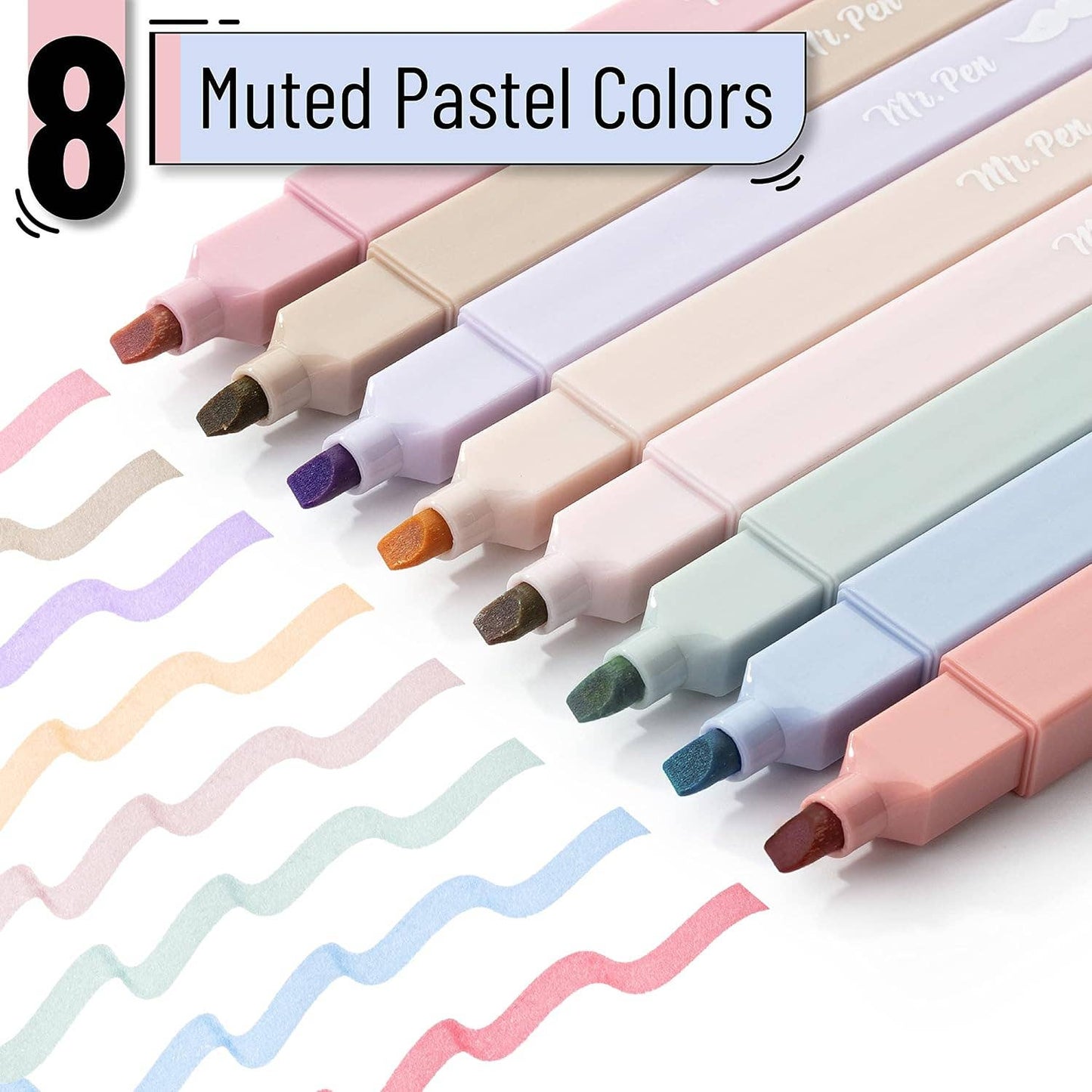 Aesthetic Highlighters, Pastel, 8 Pack: Morandi
