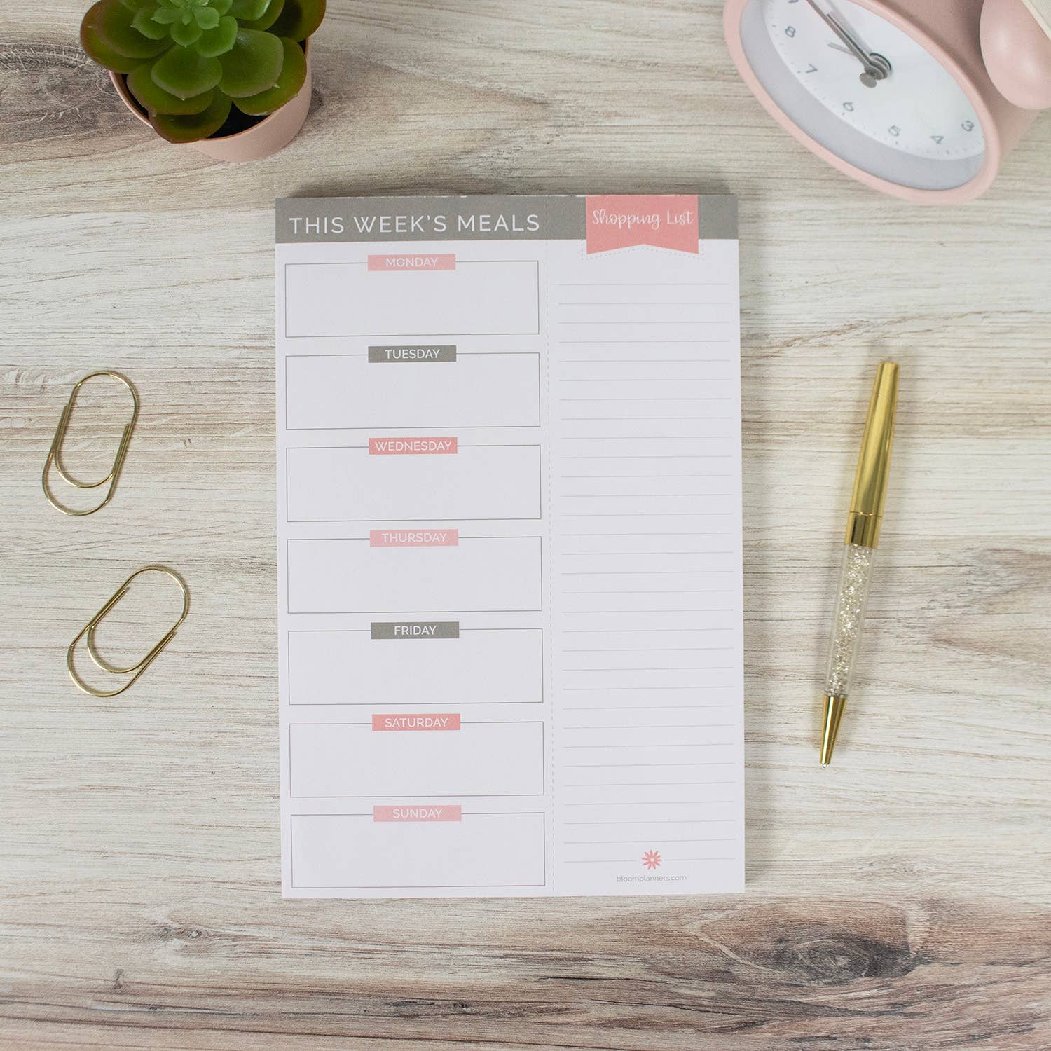 6x9 Magnetic Meal Planning Pad, Pink Floral