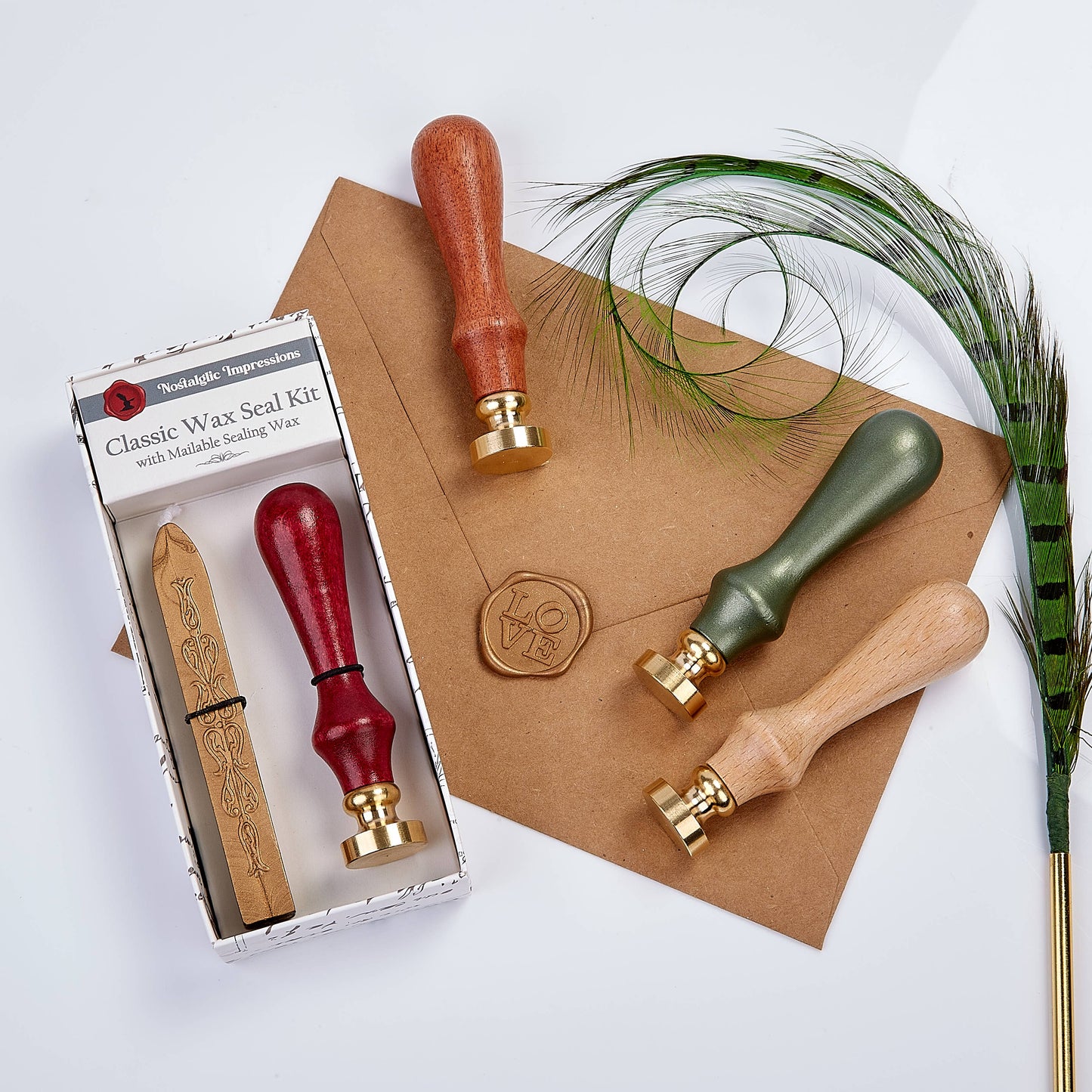 Nature-Inspired Wood Handle Wax Seal Kits: Botanical