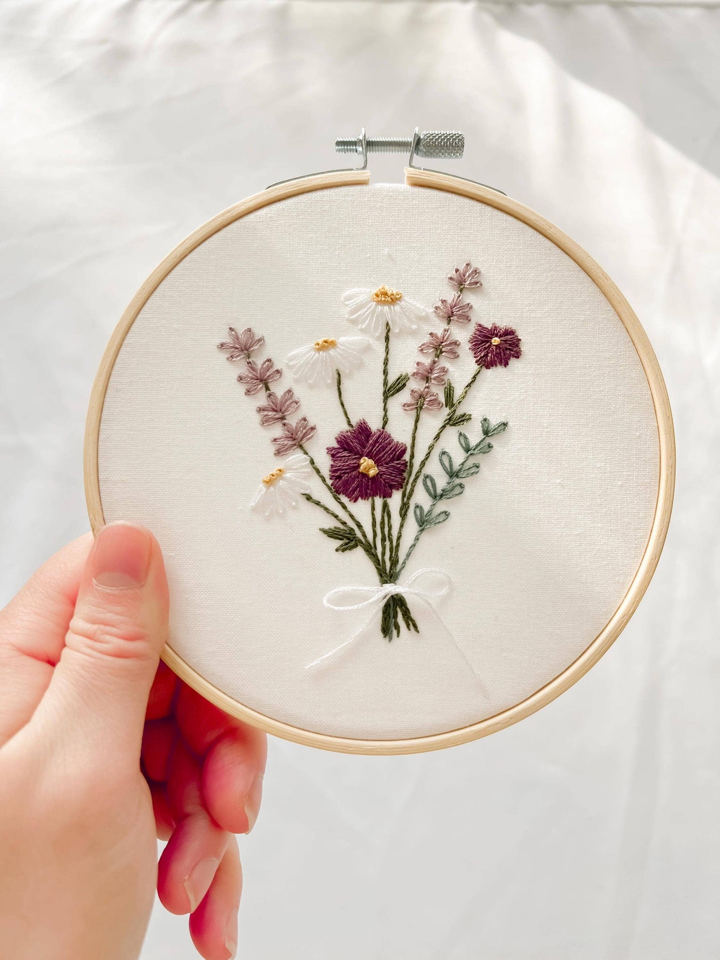 Lavender Flower Bouquet 6" Hoop DIY Embroidery Kit