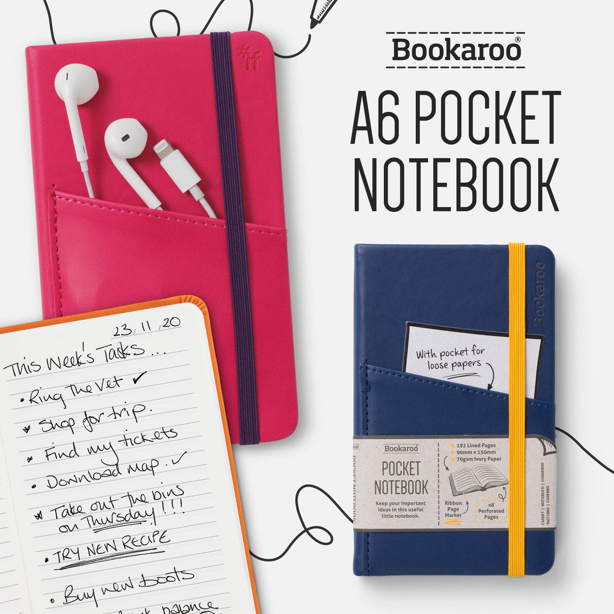 Bookaroo A6 Pocket Notebook: Charcoal