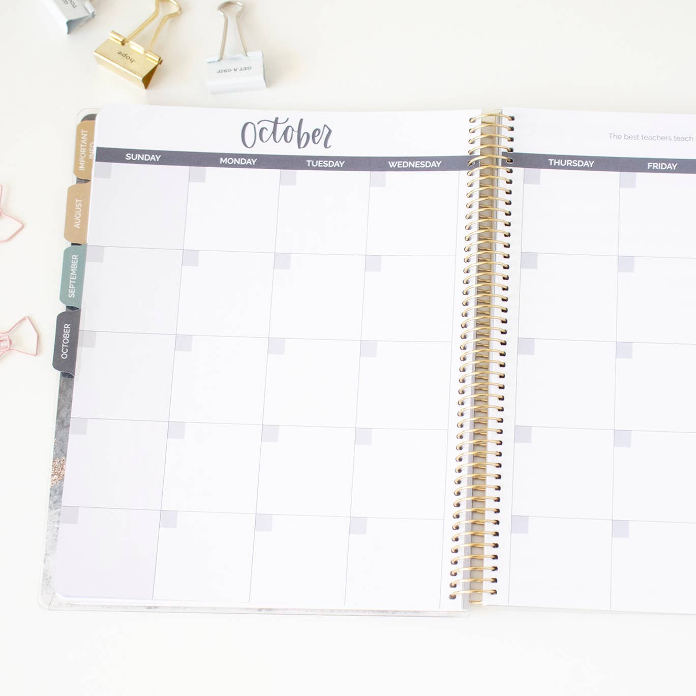 Undated Teacher Planners, Interchangeable: Neutral
