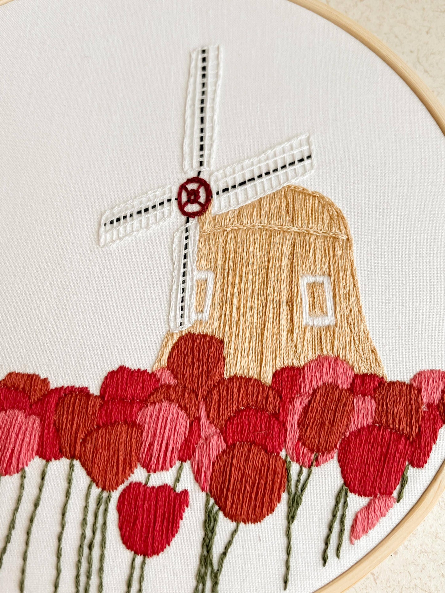 Dutch Tulips 6" Hoop DIY Embroidery Kit: Yellow