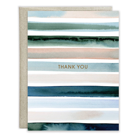 Boxed/Packaged Blank Note - Thank You Soft Blue Stripes: Cello Pack of 8