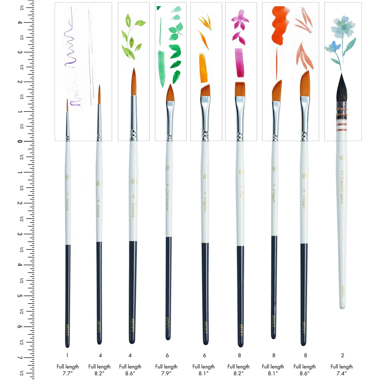 ARTIFY 9 PCS Travel Watercolor Brushes for Beginners & Pros: 9 PCS Camellias