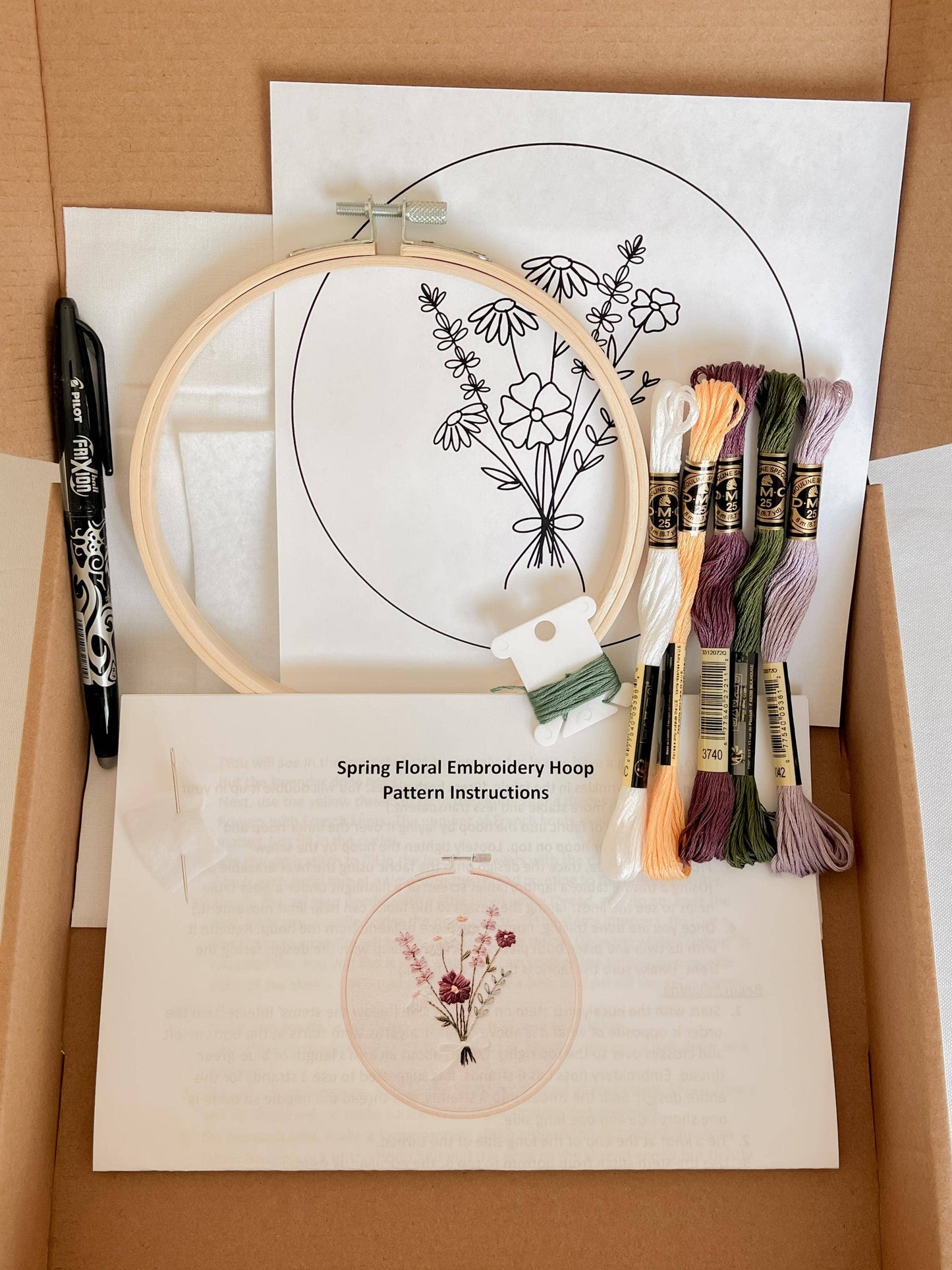 Lavender Flower Bouquet 6" Hoop DIY Embroidery Kit