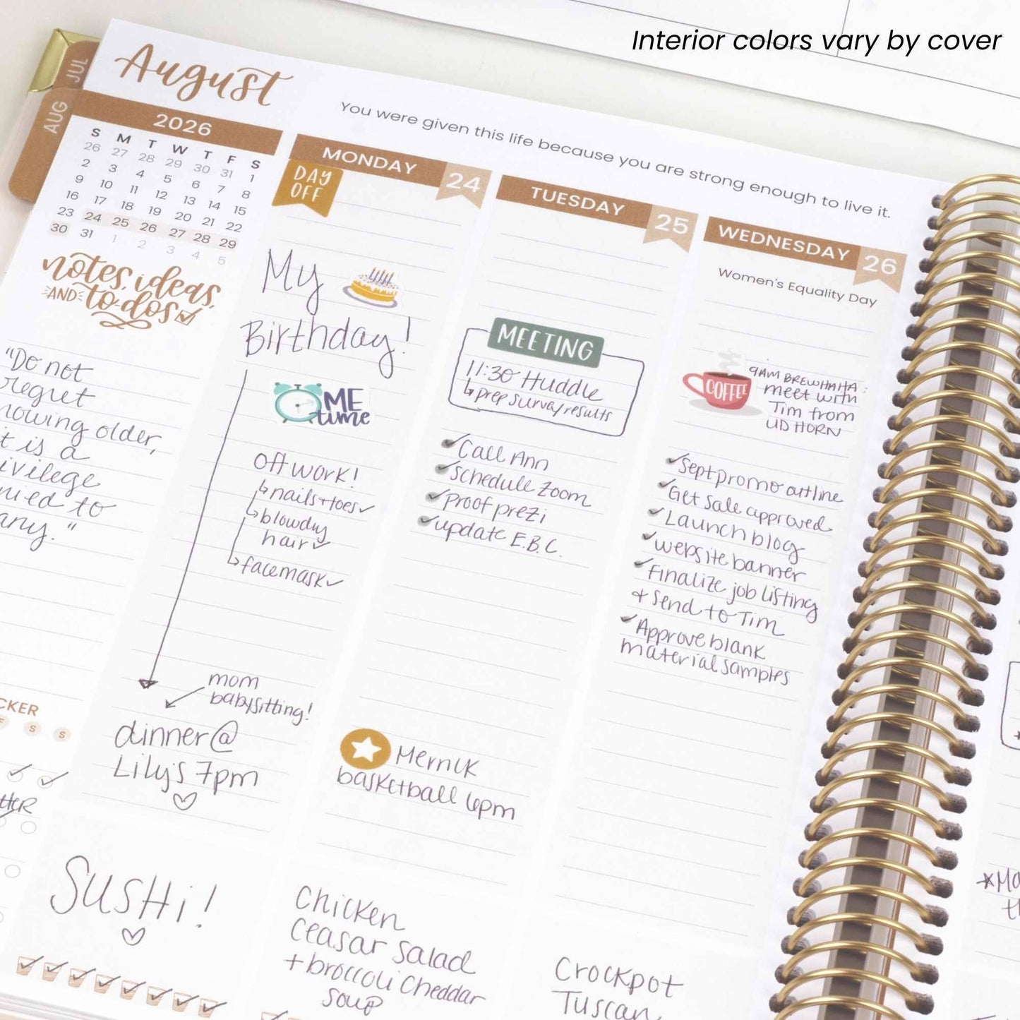 2026-27 Hard Cover Academic Vision Planner, 7x9 Size: Eucalyptus White