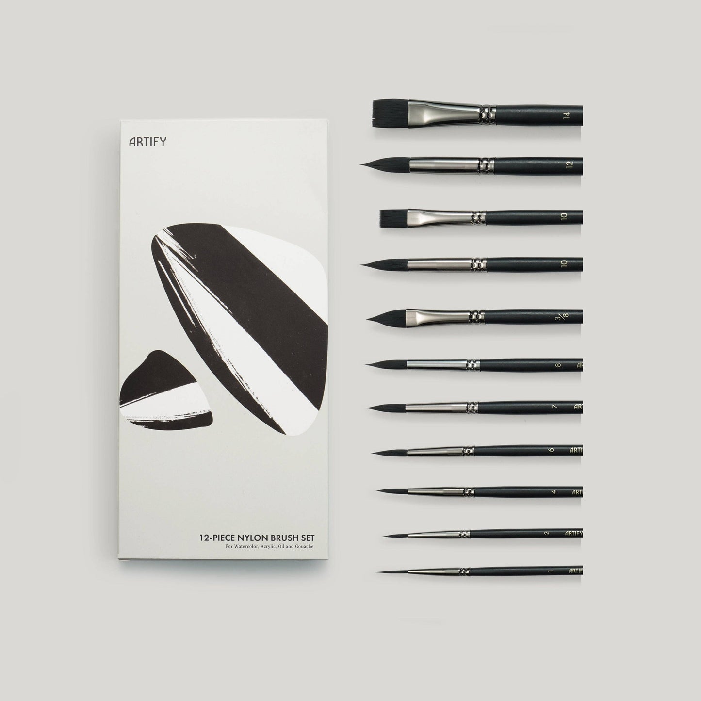 ARTIFY 12 PCS Premium Nylon Hair  Watercolor Brush Set
