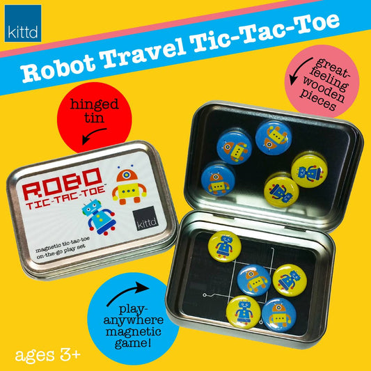 ROBO Tic-Tac-Toe On-the-Go Kids Summer Travel Game Play Set Kids Gift