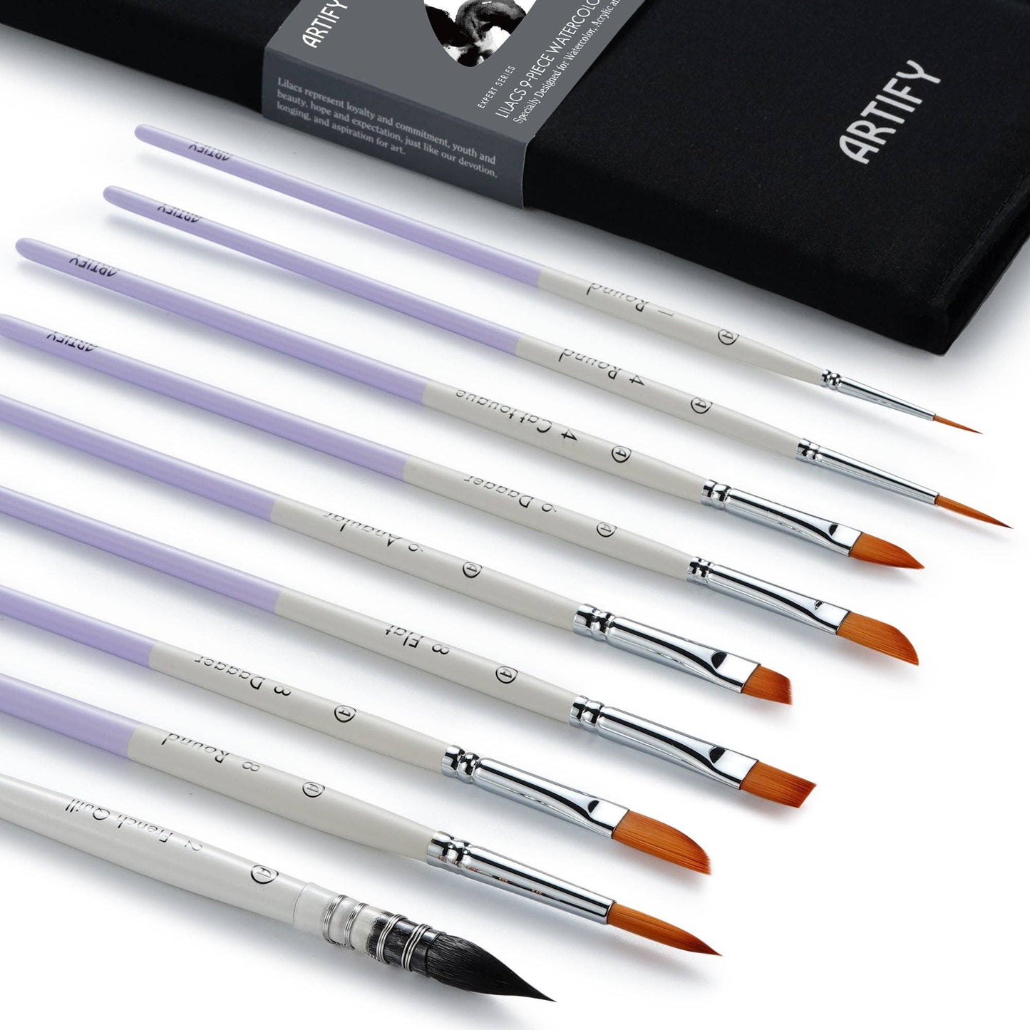 ARTIFY 9 PCS Travel Watercolor Brushes for Beginners & Pros: 9 PCS Camellias