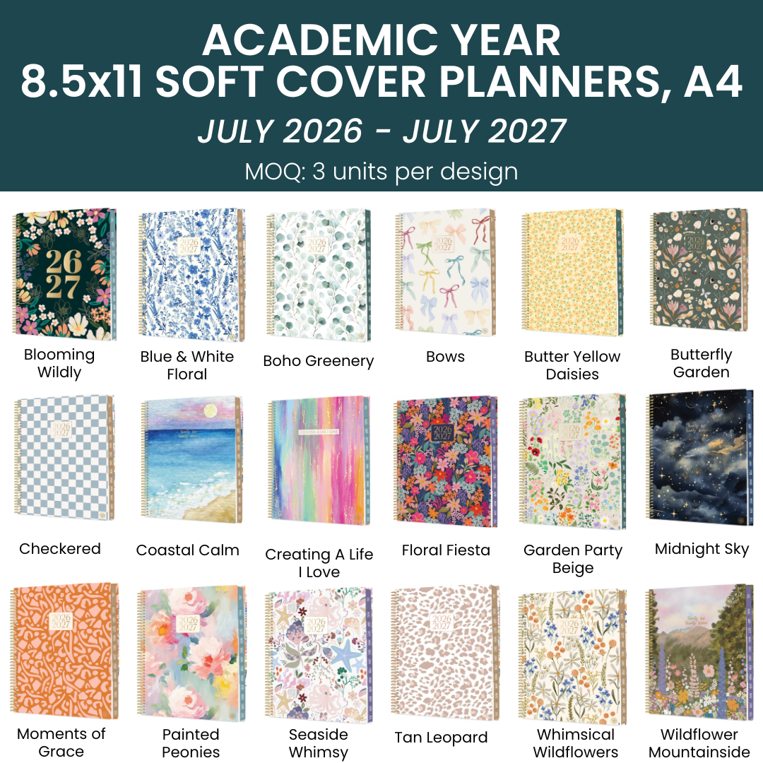 2026-27 Soft Cover Academic Planner, 8.5x11 Size: Boho Greenery
