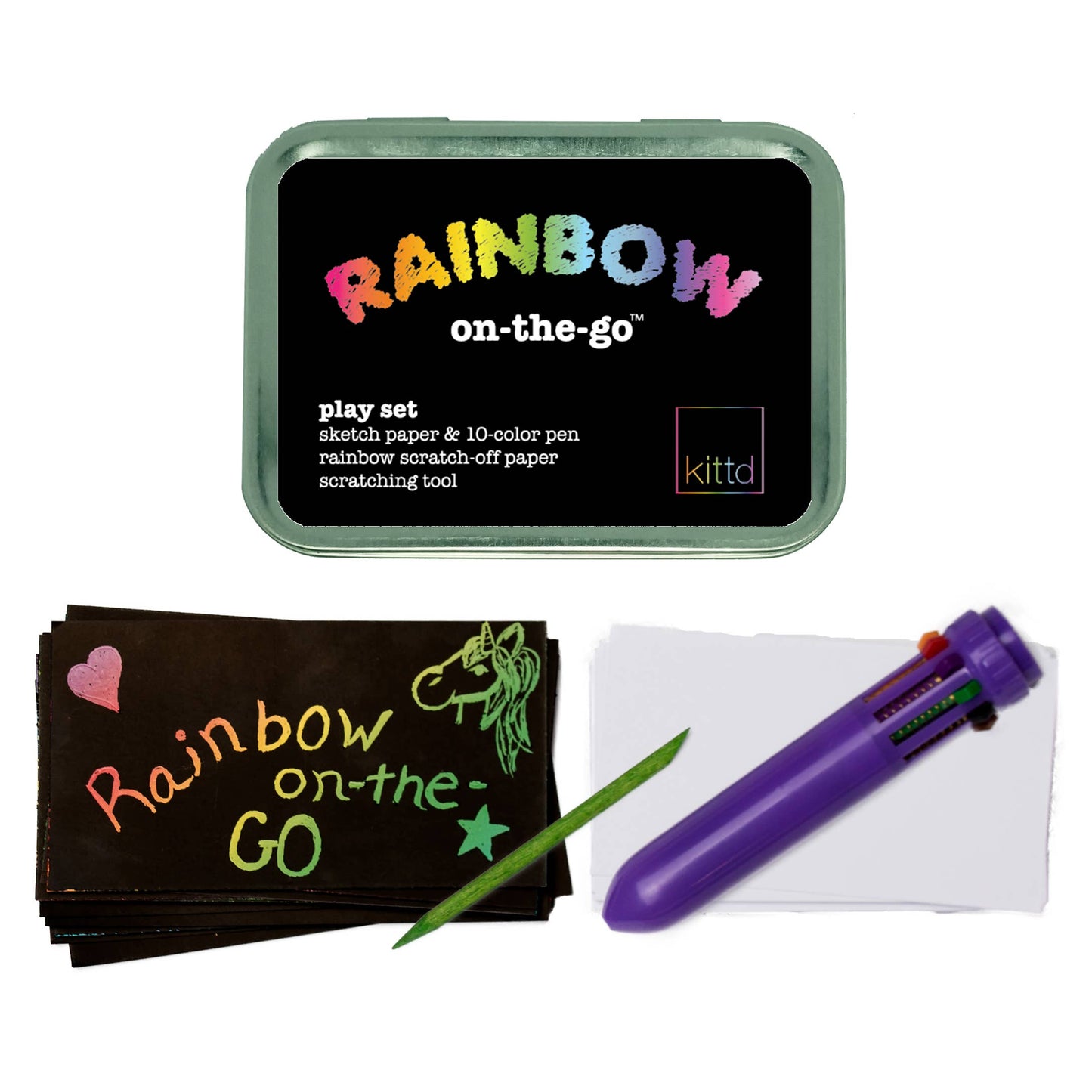 Rainbow On-the-Go Kids Travel Art Set! Kids coloring toy Summer Travel Kids Gifts