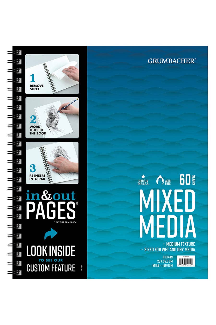 Grumbacher Mixed Media Pads: In & Out Pages® Side Wire Bound Pad / 5.5" x 8.5"