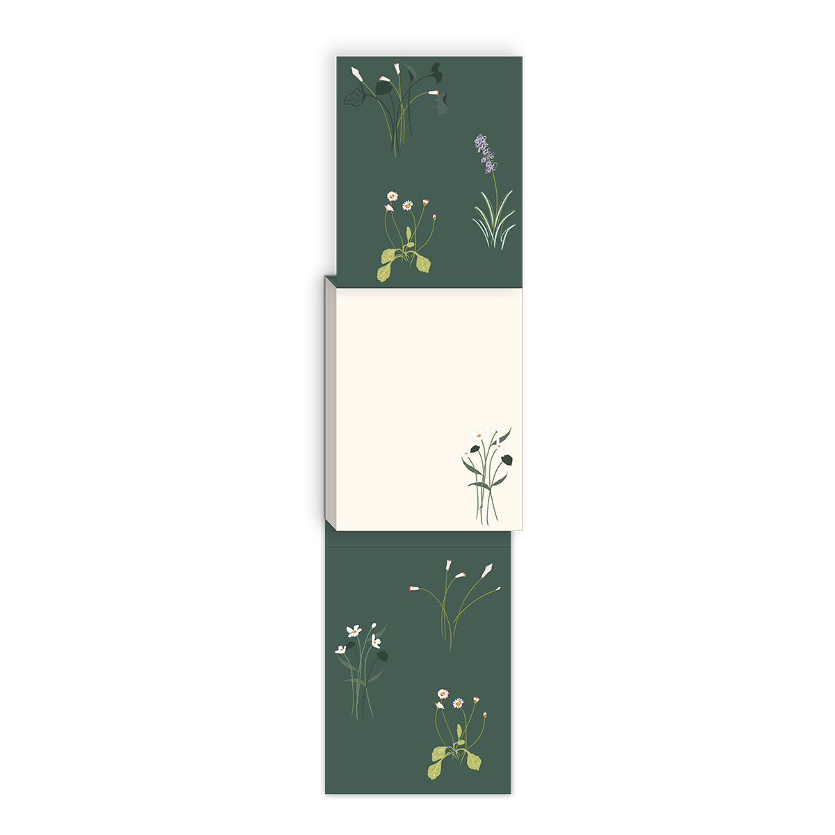 RECYCLED POCKET NOTEPAD DELICATE FLORAL DARK GREEN