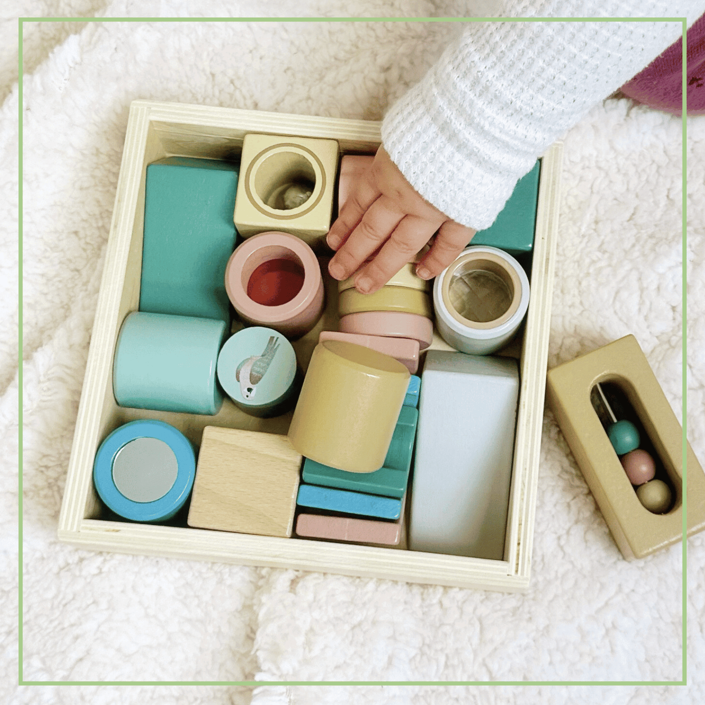 Wooden Activity Blocks 15pc - Interactive Sensory Blocks Ages 12m+