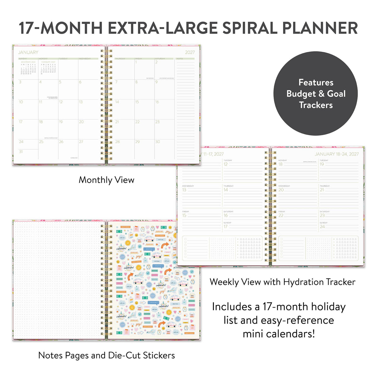 2027 Birds & Blooms Extra-Large Spiral Planner