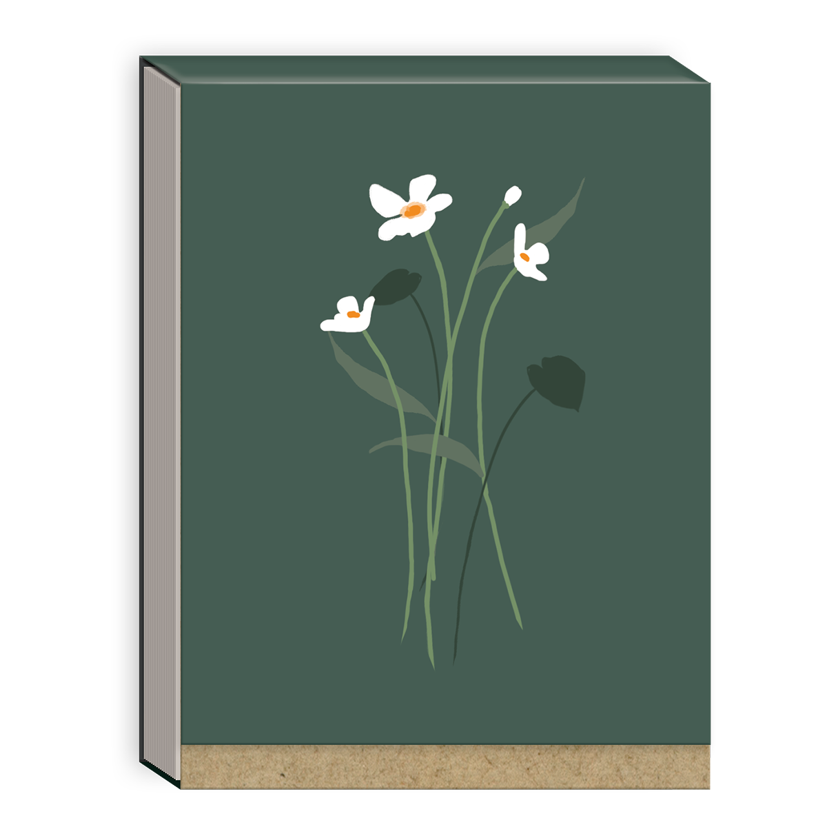 RECYCLED POCKET NOTEPAD DELICATE FLORAL DARK GREEN