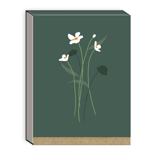 RECYCLED POCKET NOTEPAD DELICATE FLORAL DARK GREEN